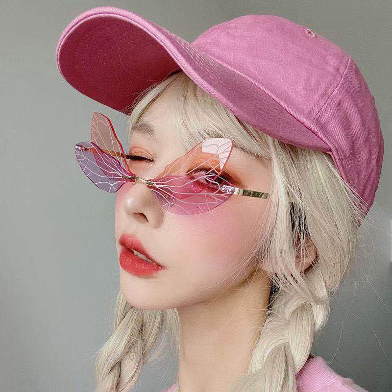 Frameless Trimming Sunglasses Women Dragonfly Wings  display picture 2
